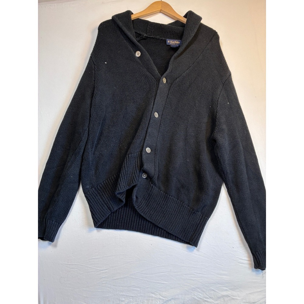 Brooks Brothers Men's Cotton Shawl Collar Cardigan Sweater Blue Knit XL